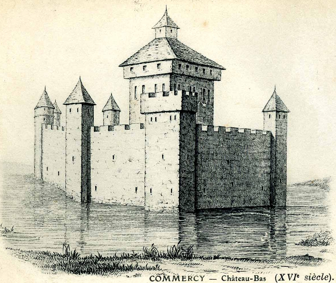 Gravure représentant le château bas de Commercy au seizième siècle